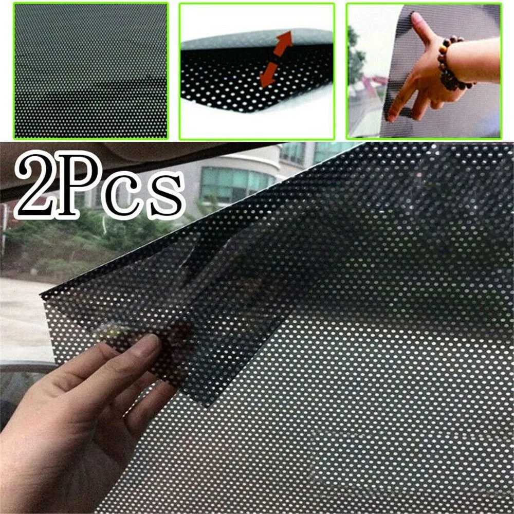 2pcs 42x38cm Car Sun Block Film PVC Anti-UV Static Sunshade Stickers with Small Holes Sun Protection