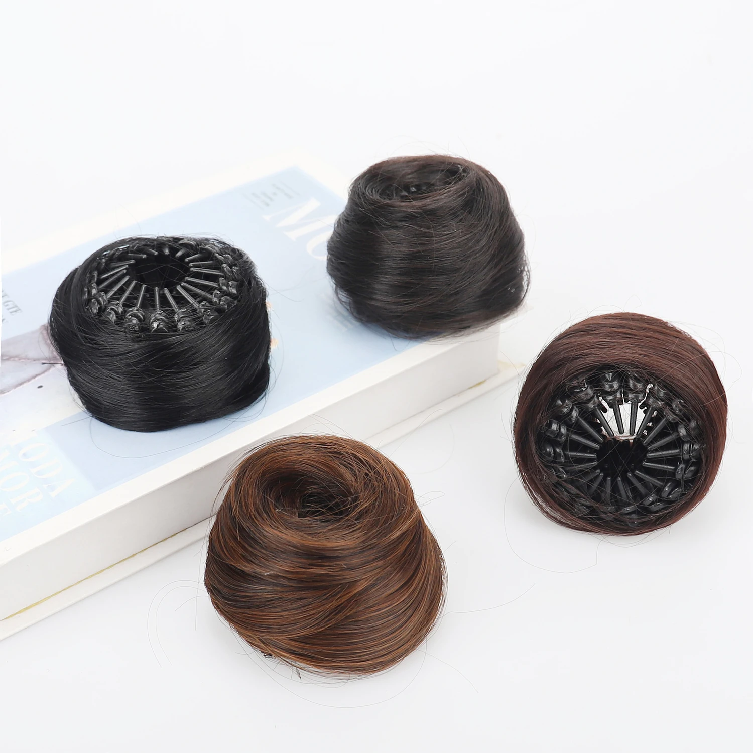 Neat Highlight Bun Hair Extension Clip in Synthetic Donut Hairpiece Chignon for Women Adjustable Instant Updo for Thin Hair