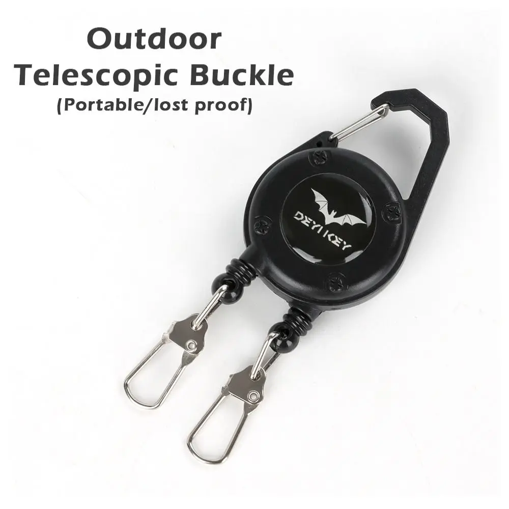Portable Metal Badge Holder Retractable Double Head Pull Carabiner Heavy Duty Reel Key Chains Camping
