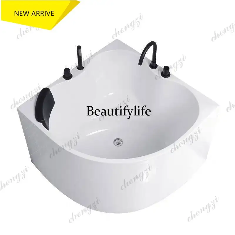 D178 Free-standing acrylic small apartment triangular bathtub mini household fan simple bathtub deep bubble