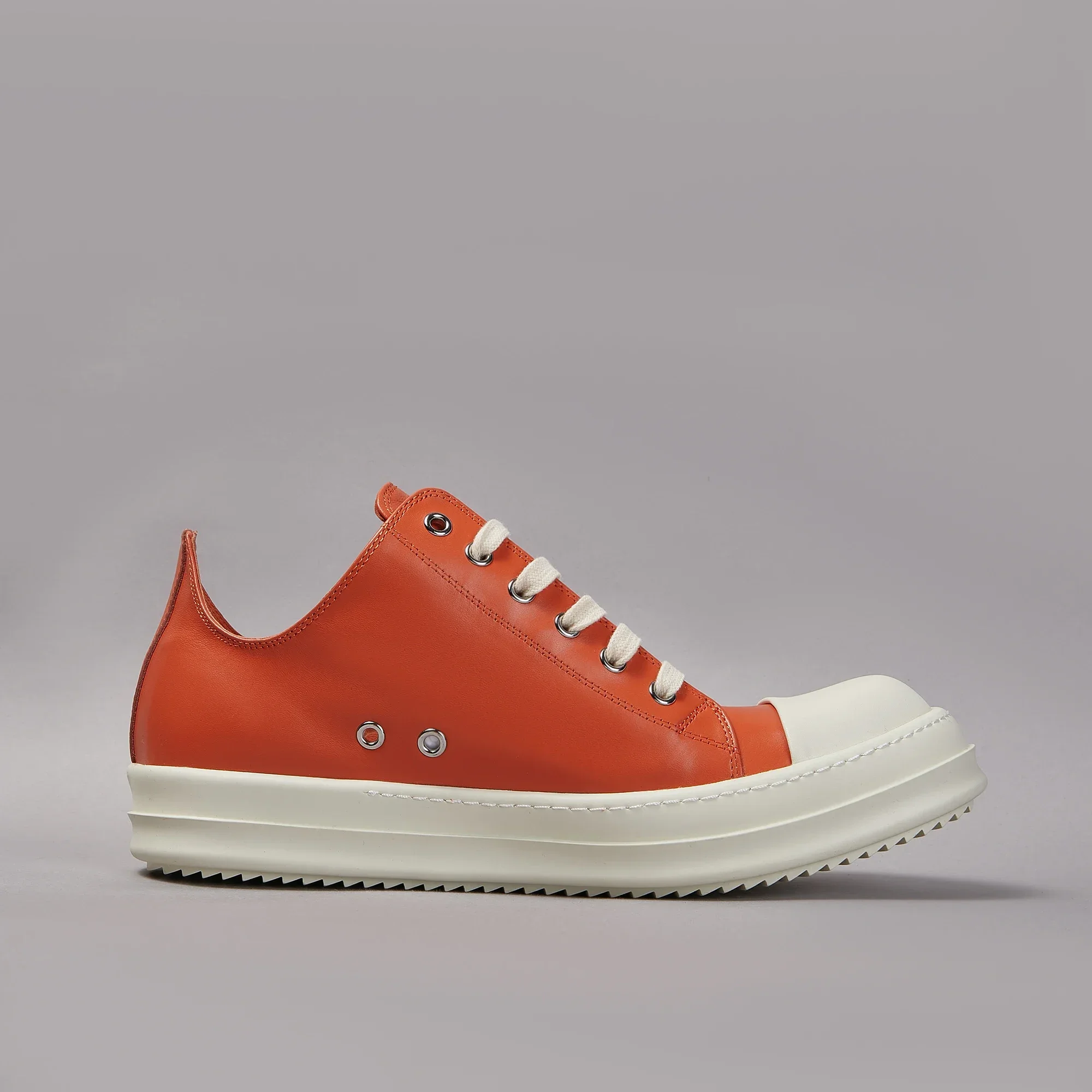 Brand Casual Women Sneaker Low Top Roman Style Men Shoe Orange Fashion Designer Top Leather Lace Up Thick Sole Luxury Flat Shoe