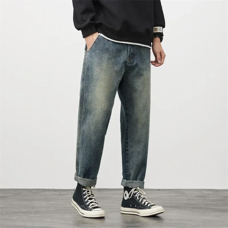 Spring and Autumn New Jean Trend Loose Casual Straight Leg Long Pants Denim Hombre Men Clothing Baggy Cargo Jeans