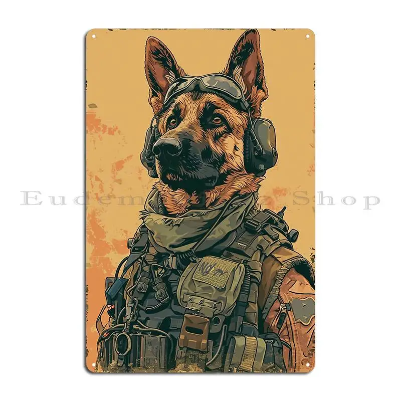 Brave Sentinel Military German Shepherd Poster Metal Sign Mural Cinema Cave Custom Home Tin Sign Poster