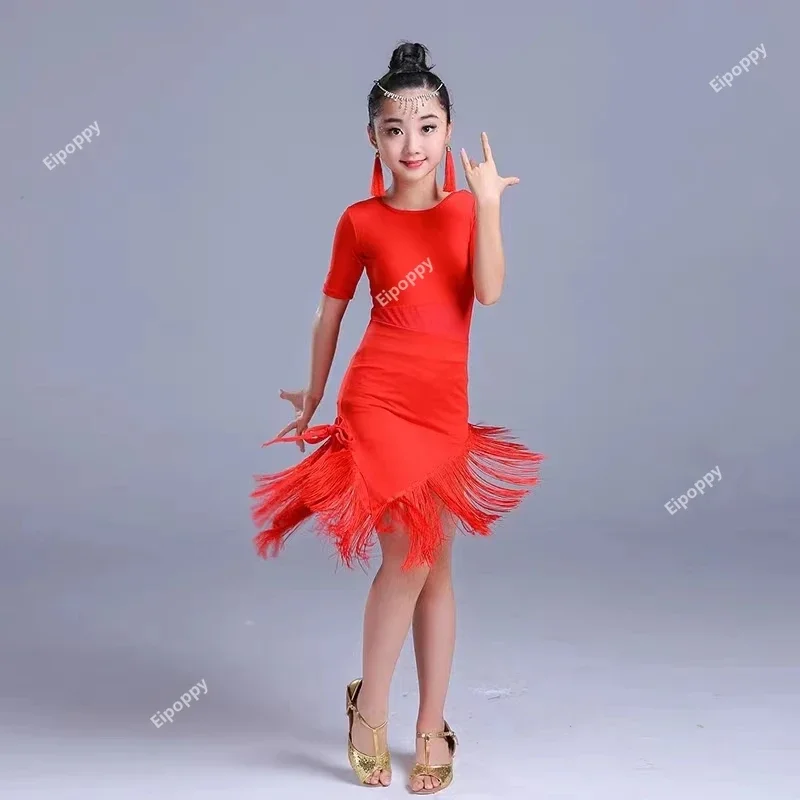 

Платье с бахромой для латинских танцев, платье для бальных танцев, одежда для танцев самбы, костюм для танцев, детское платье для латинских танцев для девочек