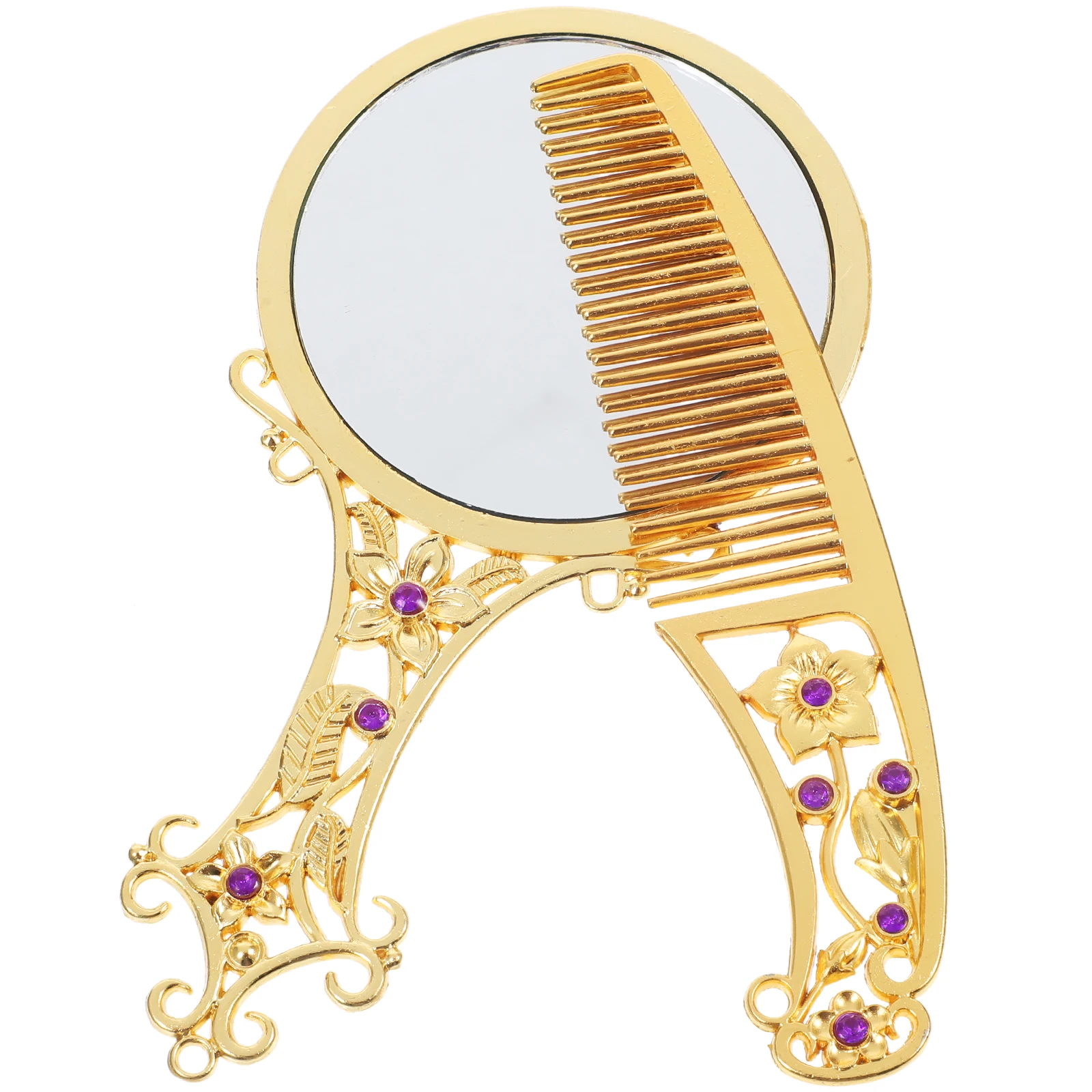 

1Set Handheld Mirror Comb Set Small Portable Makeup Mirror Exquisite Craftsmanship Fits Bag Wallet Great Gift for Her