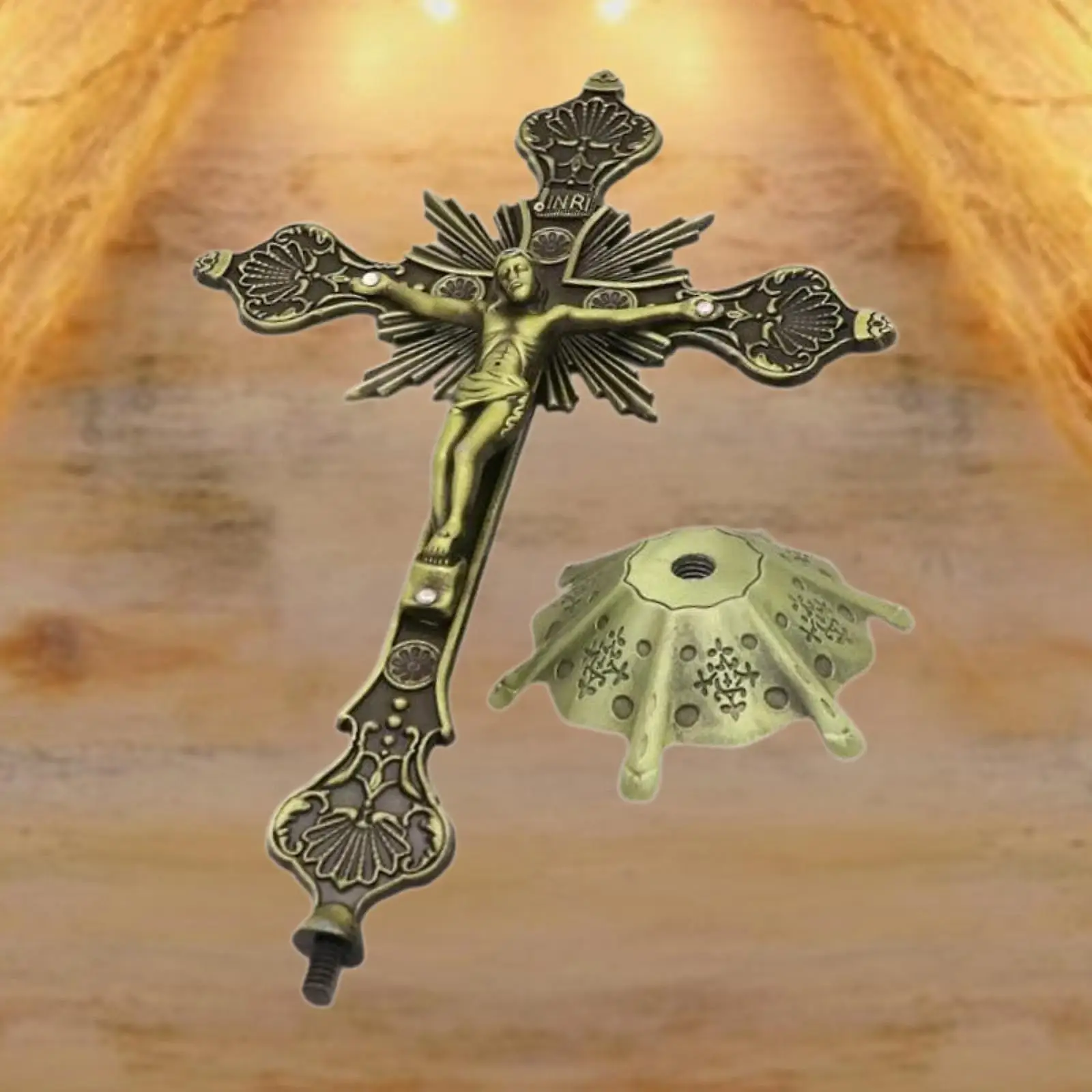 Table Cross Sculpture Collection Standing Crucifix Jesus on The Cross Statue for Home Chapel Altar Tabletop Christian Decoration