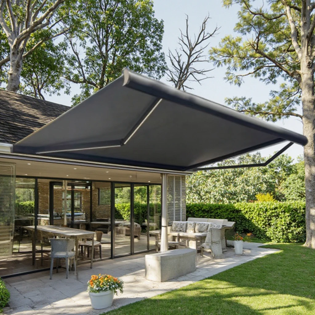 

Aluminum Motorized Retractable Awning Heavy Duty Full Cassette Folding Arm Awning Outdoor