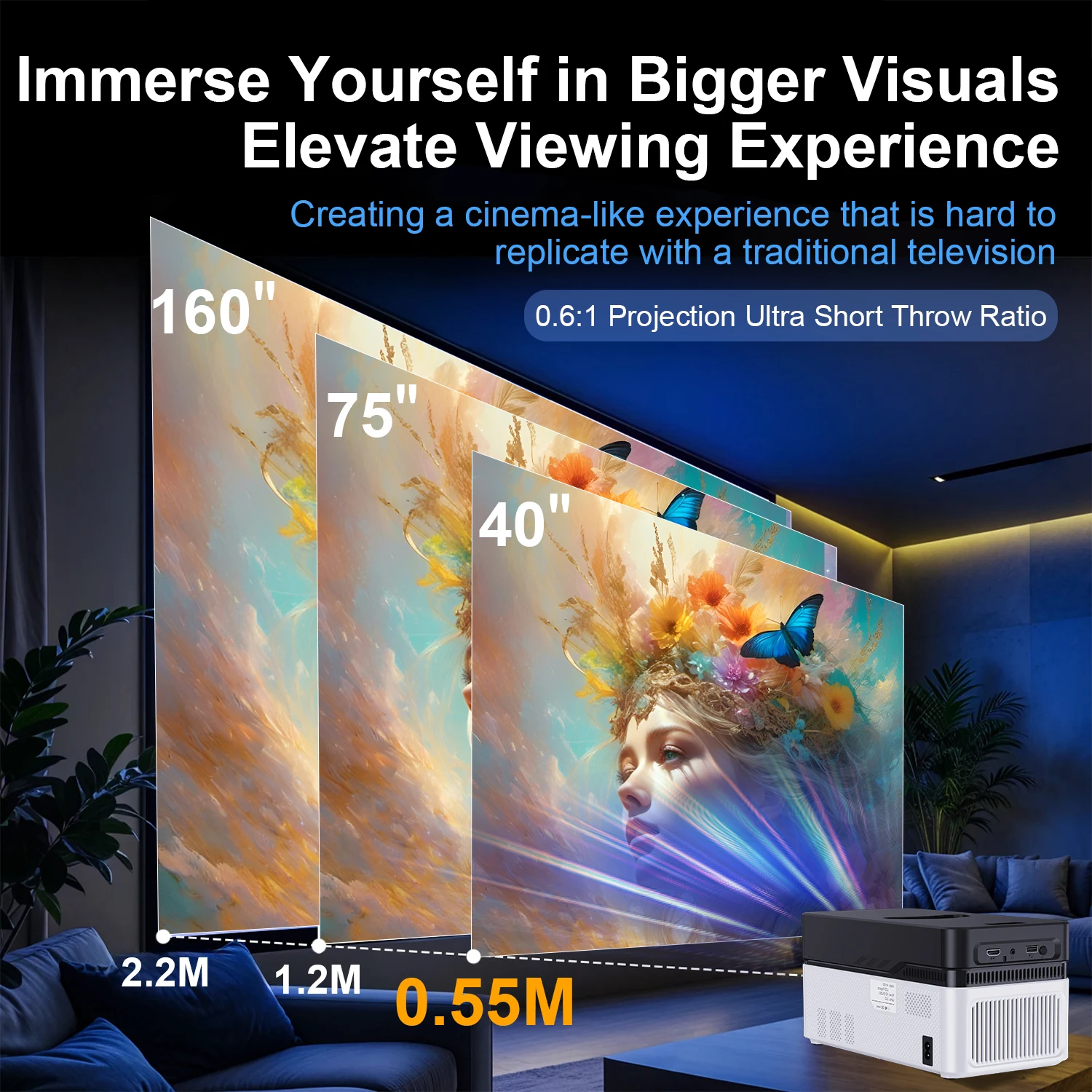 Proyektor Mini Topleo Short Throw 8k Proyektor Android 11 Hy450 Hd 1080p Home Theater Video Smart Portabel