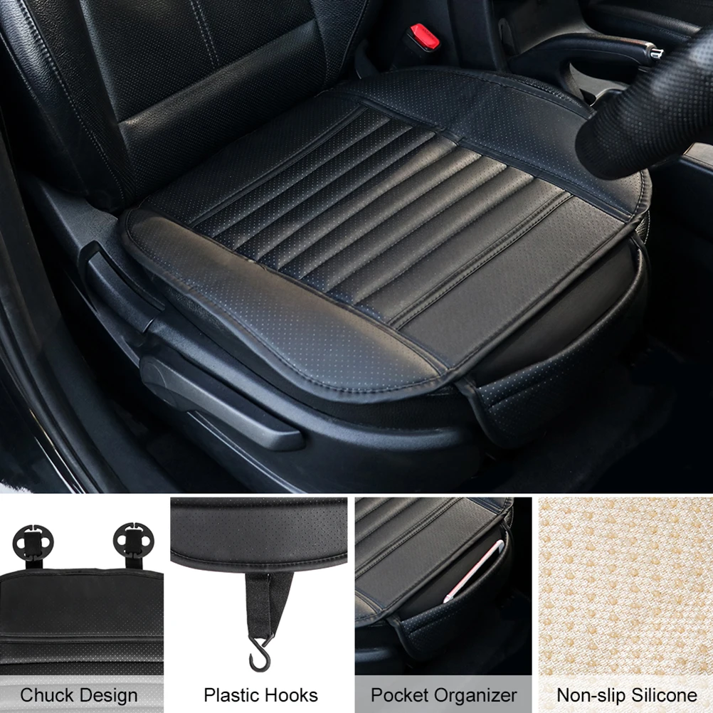 

1Pc Universal Car Seat Cover Non-slip PU Auto Protector Seat Support Case Waterproof Front Seat Cover (Black)