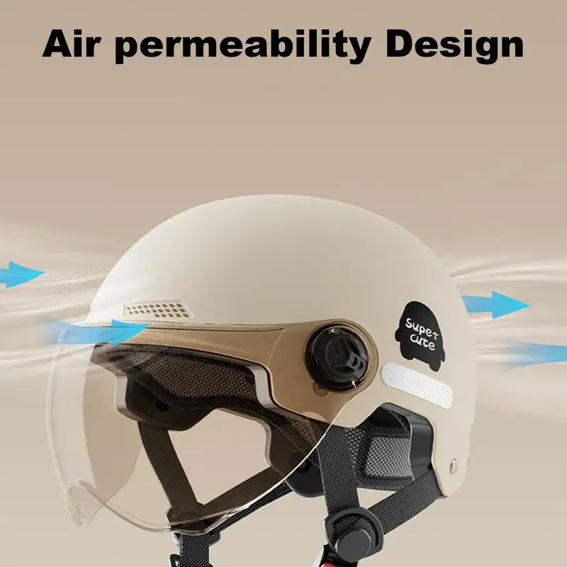 Casco de Scooter Eléctrico para hombres y mujeres, medio casco de motocicleta, gorra de seguridad con visera solar, equipo de moto impermeable, Verano