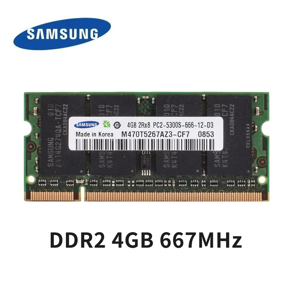 SAMSUNG Memoria Laptop DDR4 DDR3 DDR2 SODIMM RAM 16GB 8GB 4GB 2GB 2400 1600 1333 800 667MHz Alto Rendimiento Notebook SODIMM RAM 2