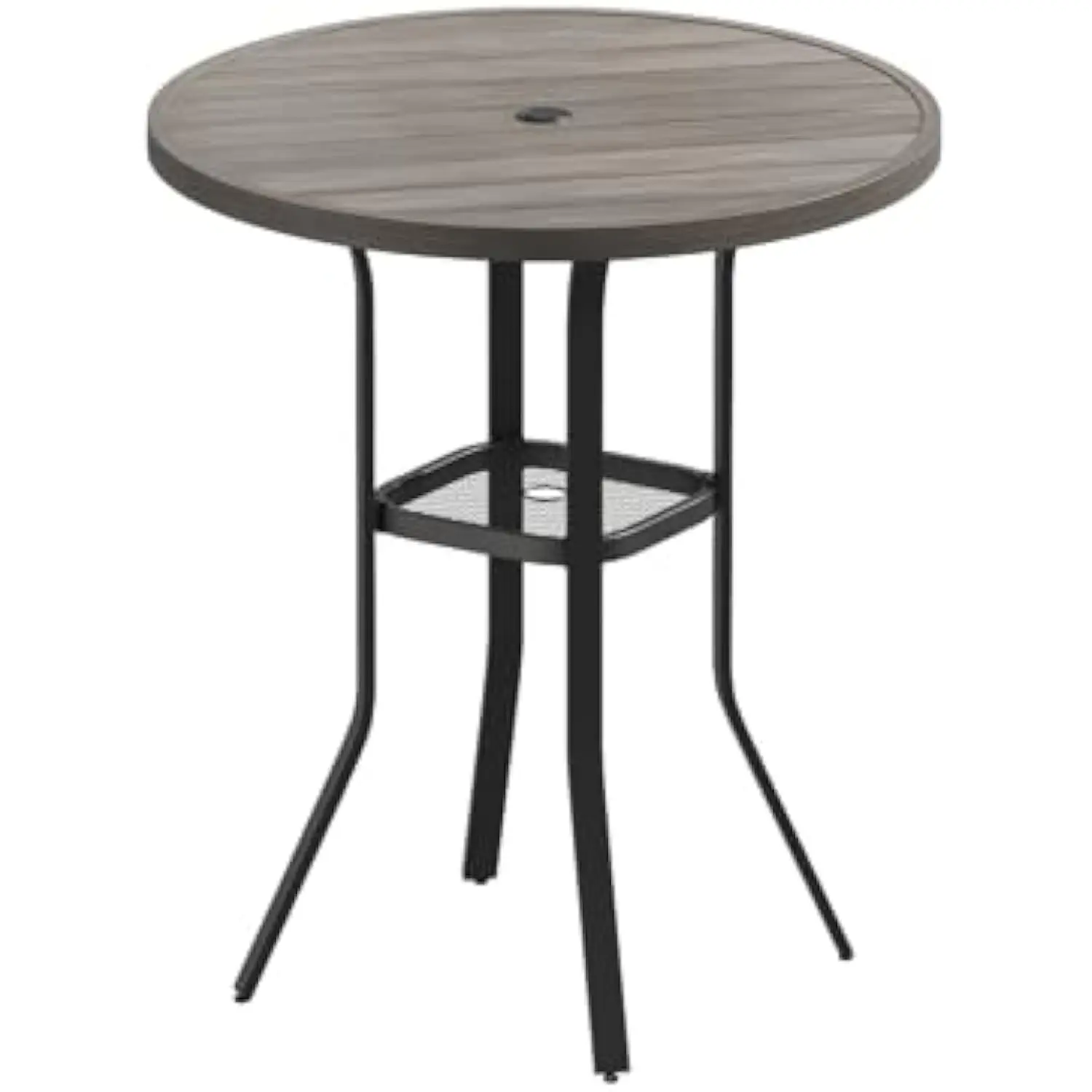 

35.5 Round Outdoor Bar Table, Bar Height Outdoor Table for Balcony, Patio Round Tall Table with Adjustable Umbrella Hole, Grey
