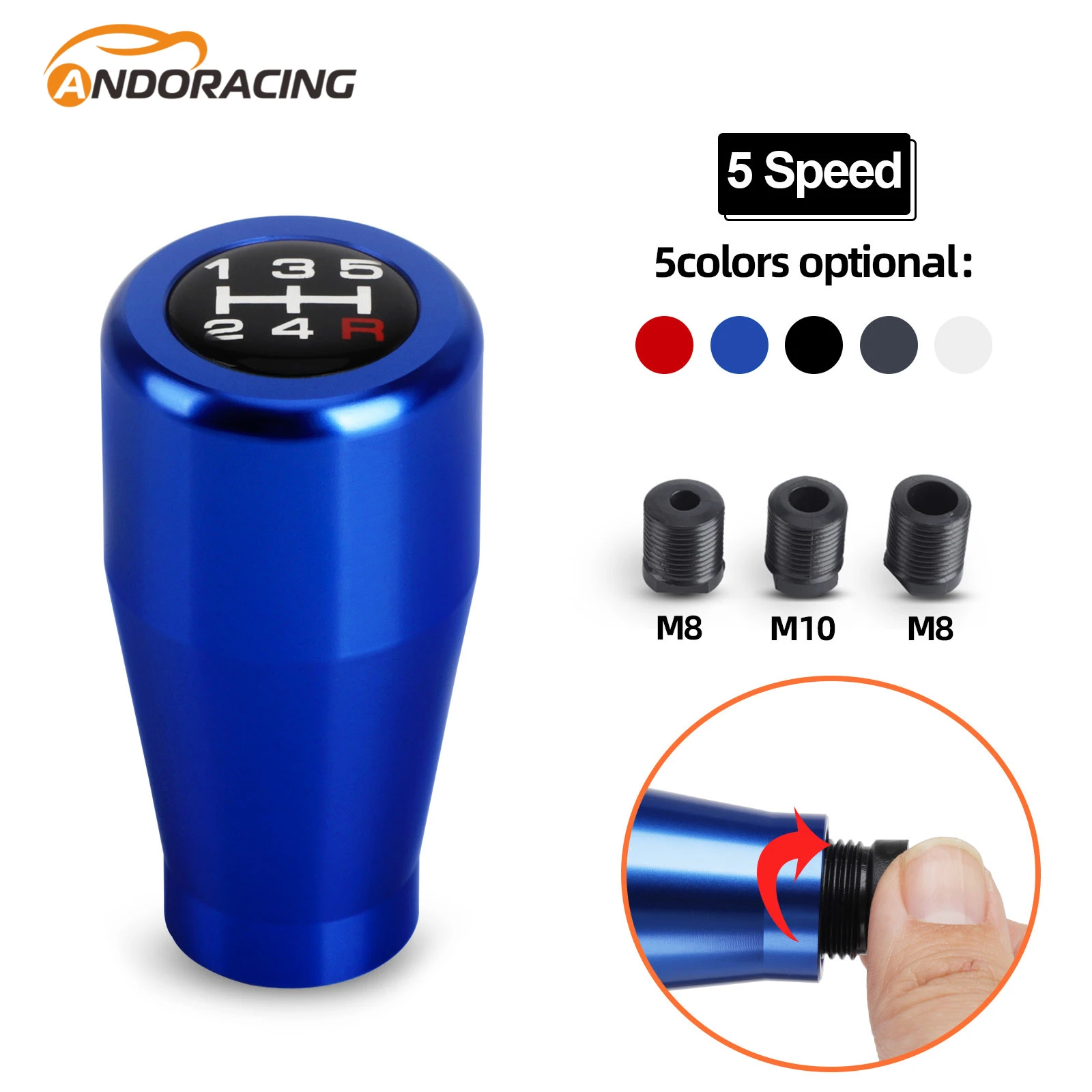 

5 Speed Universal Gear Shift Knob Aluminium M8 M10 M12 Racing Shift Lever For Manual Transmission Gear Level Knob Shift