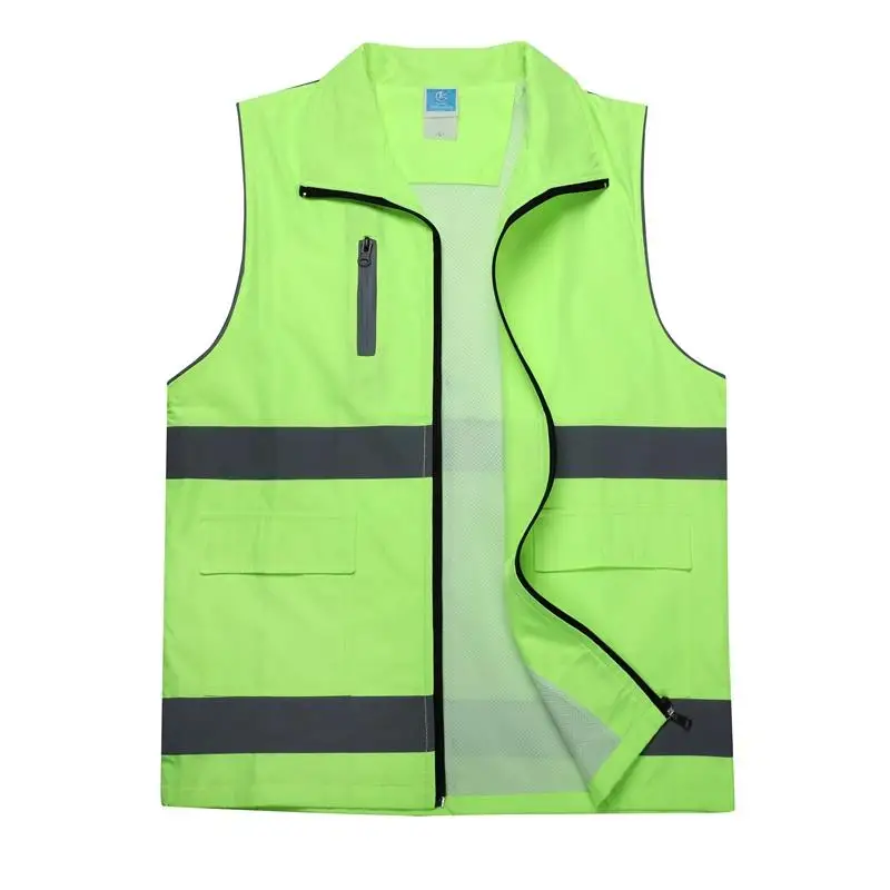 customized LOGO new casual summer Joker young men's solid composite n reflective sleeveless lapel zipper women vest top