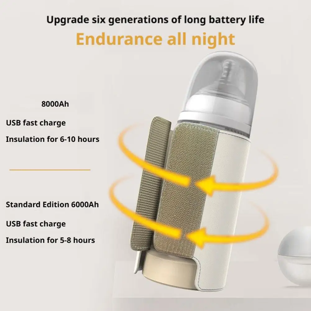 Calentador de biberones multifuncional USB, Control inteligente de temperatura constante, batería integrada de alta capacidad