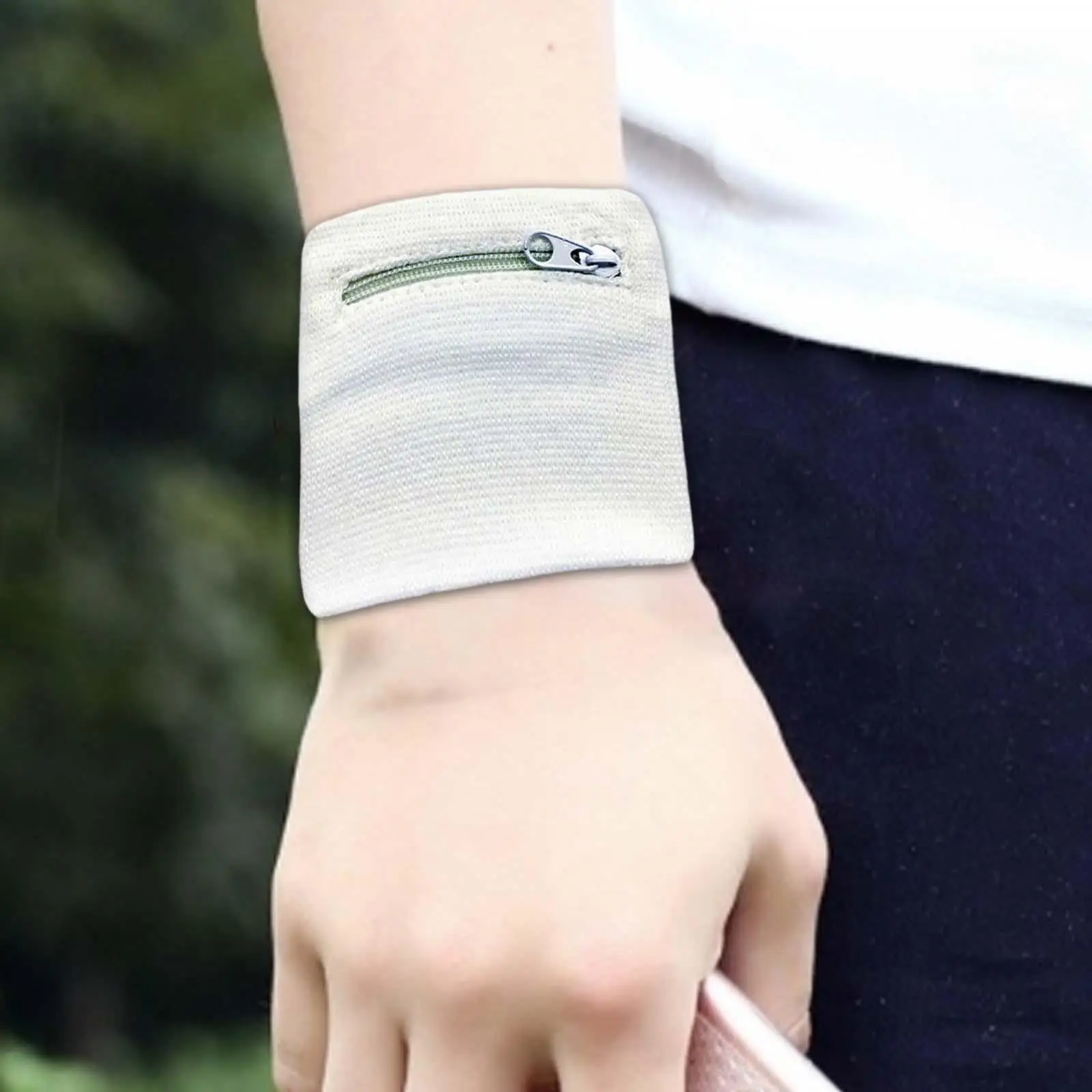 Nylon Wristband Pouch with Zipper for Exercise Sports Breathable Sweatband Wallet Pocket for Men Women Keys Cards Travel
