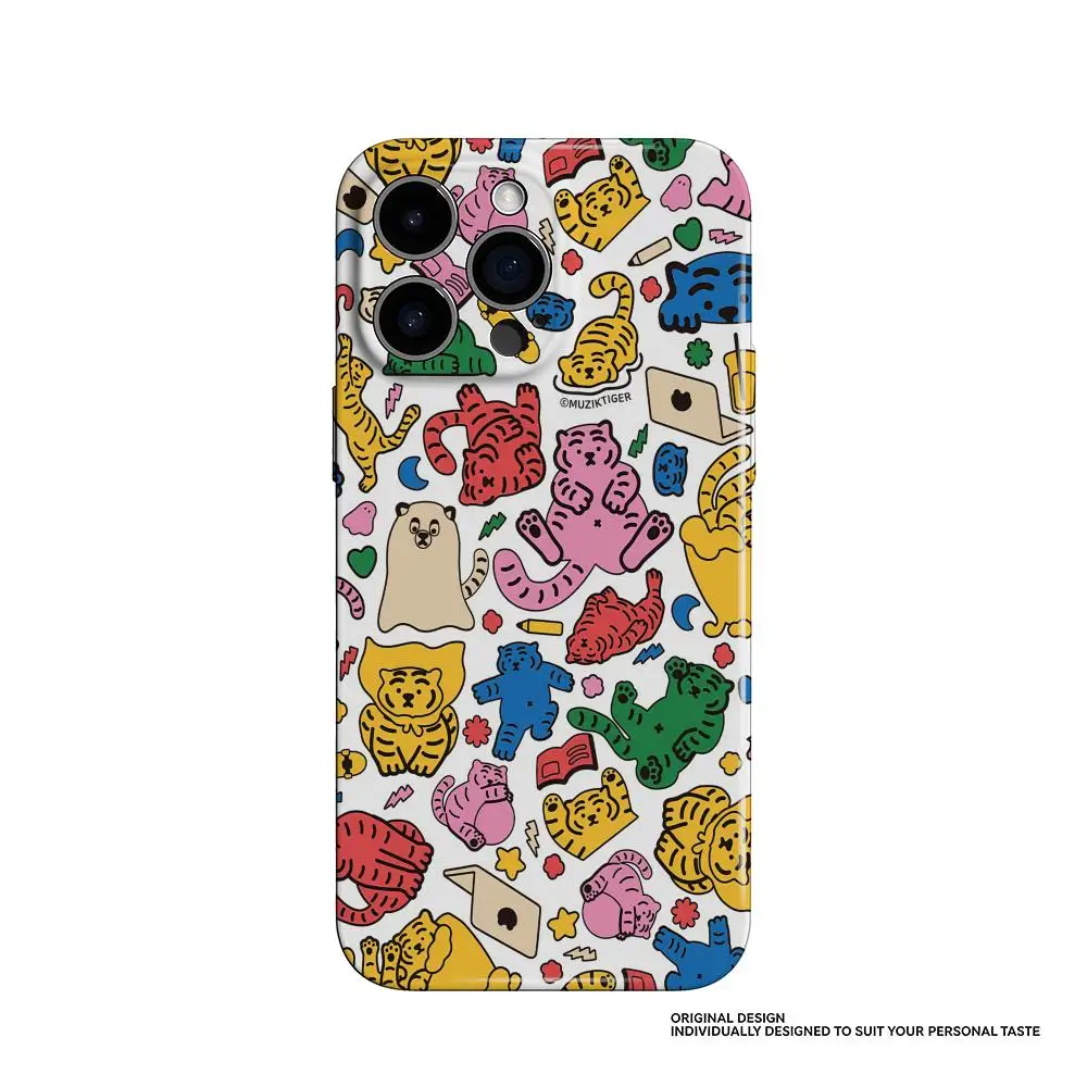 Phone Case For Samsung S25 24 23 22 Ultra Plus Glossy HD Fine Hole Liquid Film Hard Shell Muziks Tiger