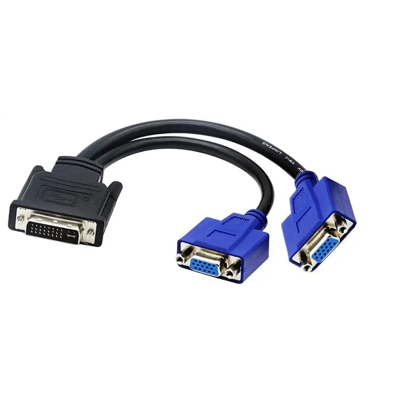 HD Dual VGA 15Pin Female To DVI (24+5) Male, DVI To VGA 1/2 Display Connection Cable Splitter Cable 0.25m