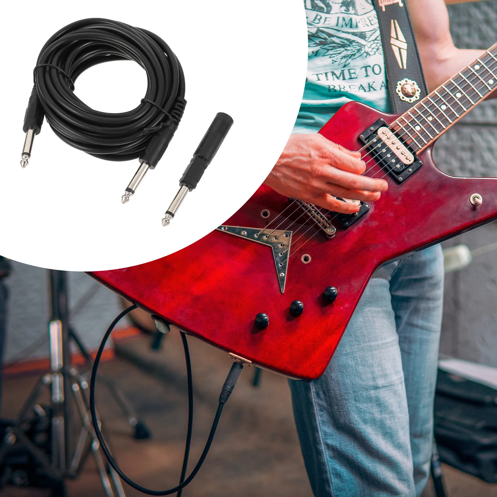 1 zestaw Profesjonalny Kabel Instrumentalny Akcesorium do Gitary Elektrycznej Kabel do Basu Przewód Instrumentalny Linia do Instrumentów Muzycznych Połączenie Gitary Elektrycznej