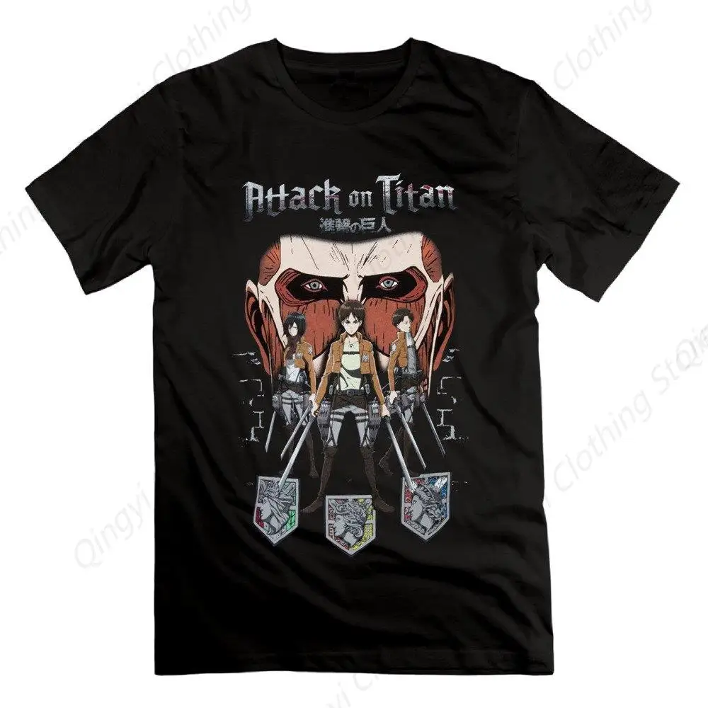 

Newest Attack On Titan Short Sleeve Design Printed T Shirts for Men Black