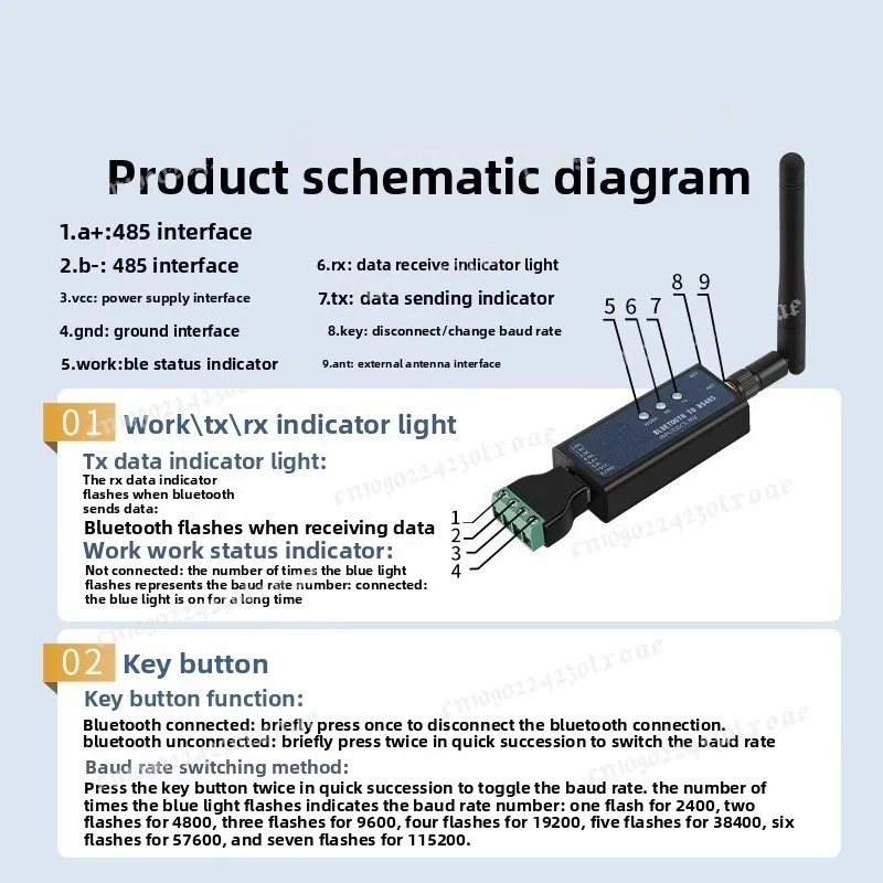 DX-CP24 Wireless Bluetooth Communication Module To RS485 Converter Change Wired To Wireless Support Modbus Protocol for Device