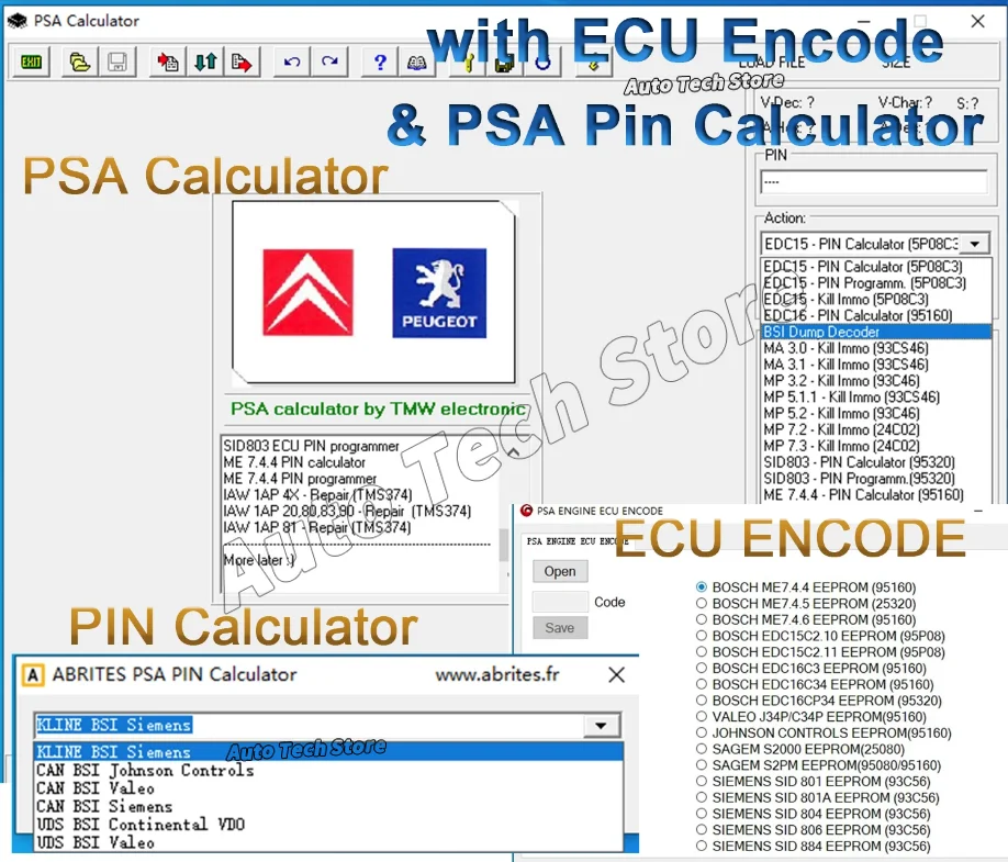 لآلة حاسبة PSA V16.04.07 برنامج لآلة حاسبة PSA PIN محرك PSA ECU ENCODE 3 في 1 برنامج لسيتروين لبيجو #1