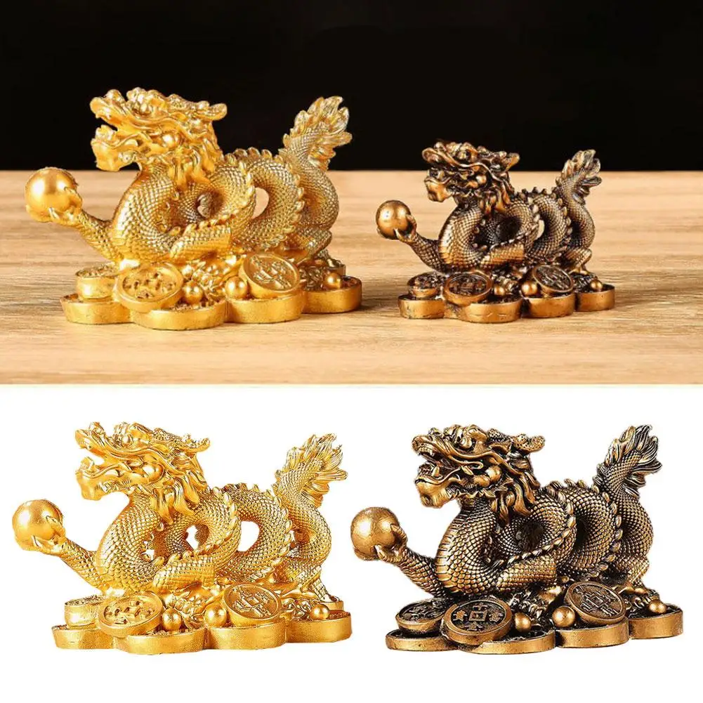 Chinese Auspicious Money Dragon Figurines Resin Sculpture for Feng Shui Decoration in Home, Living Room, Bedroom, and Office