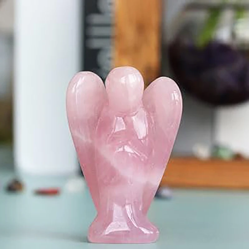 2-Zoll-Engel-Ornament, polierte handgeschnitzte kleine Statue, heilende Kristallstatue für Energiebalans, Unisex-Schutzengel-Geschenk