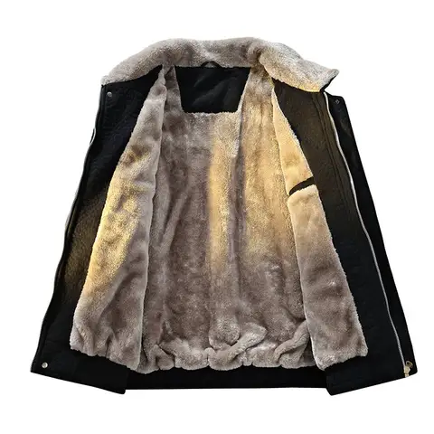 CHRLCK-abrigo de invierno de talla grande para hombre, chaquetas cálidas gruesas de lana a la moda Retro, chaqueta cálida con solapa a prueba de viento para calle