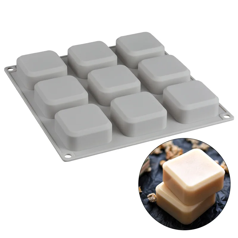 9 Grids Square Silicone Soap Molds Handmade Soap For DIY Soap Making Chocolate Cake Mold Kitchen Dining And Bar Supplies K546