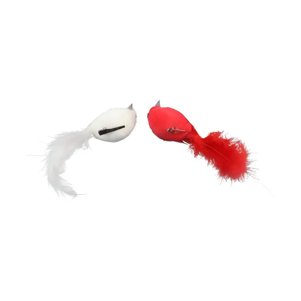 2Pcs Foam Artificial Red Birds with Glitter Feather Lightweight Imitation Birds Clip-On Simulation Feather Birds Easter