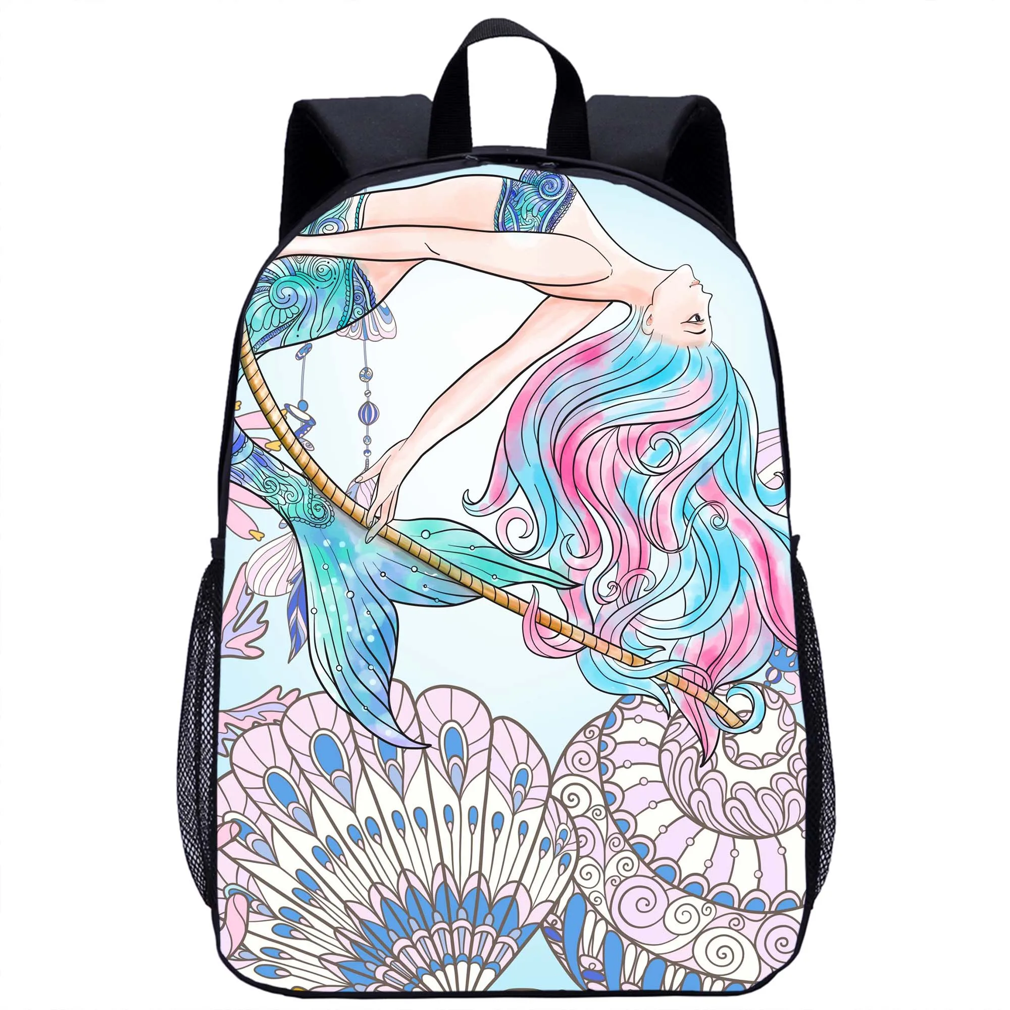 Mochila con patrón de sirena de los Fondos Marinos para niñas y niños, mochila escolar multifunción, mochilas casuales para adolescentes, mochilas de viaje