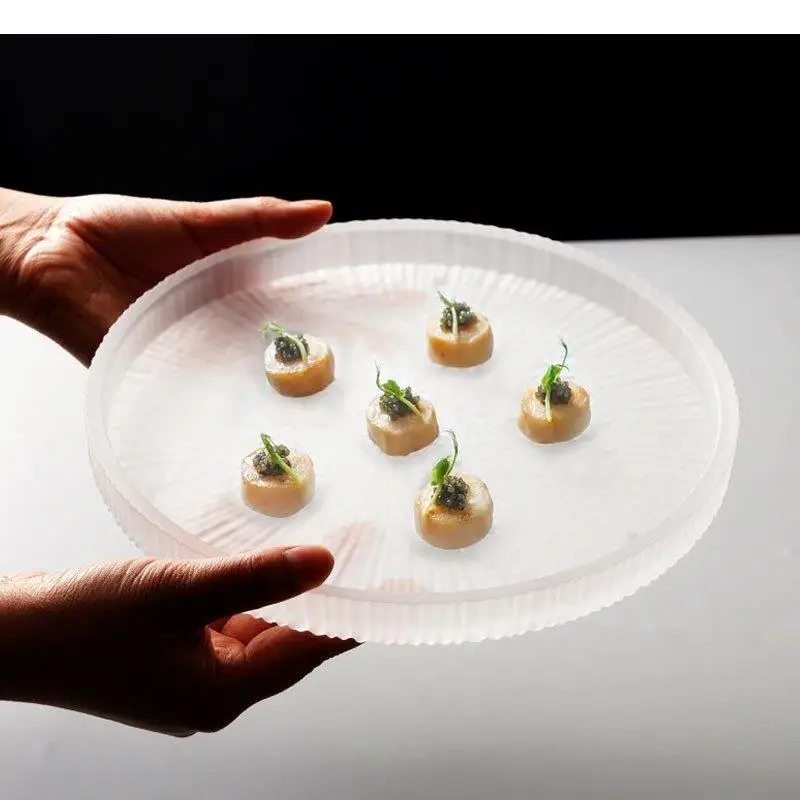 

Transparent Glass Dinner Plate Restaurant Flat Dessert Snack Plates Pasta Salad Special Tableware