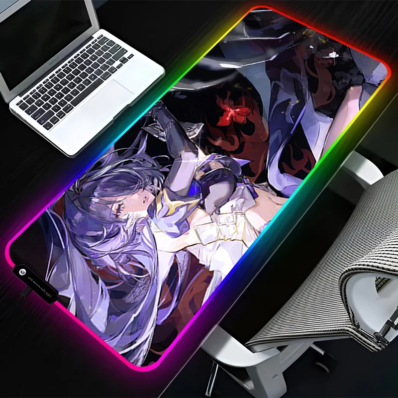 

RGB светодиодный коврик для мыши, компьютерные игровые аксессуары, коврик для клавиатуры, резиновый коврик для мыши Decoracion Desk H-honkai Star Rail, коврик для мыши Acheron