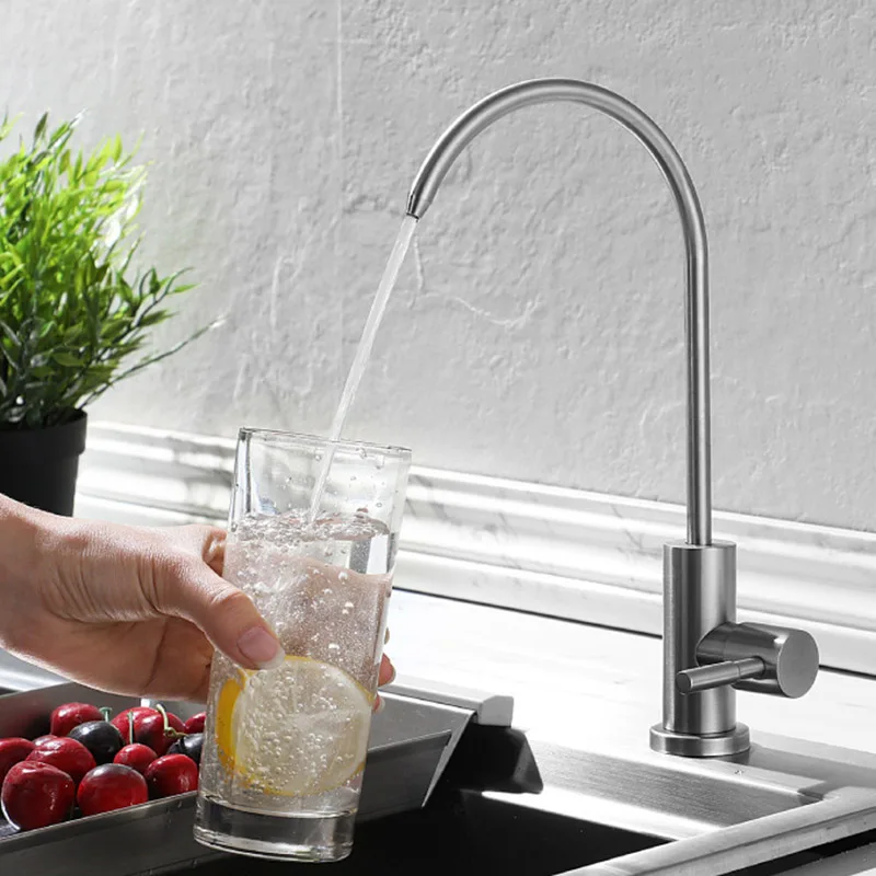

Pure Water Dispenser Rotatable Sit-stand 4 Points Single Cold Kitchen Faucet 304 Stainless Steel Water Faucet Direct Drinking