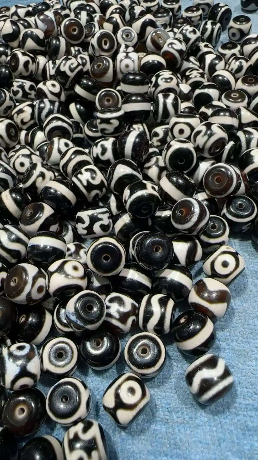 50pcs/lot 10*11mm Brazilian agate Water wave Tiger tooth Patterns Ji Powerful Amulet Collectible DIY Beads for Jewelry