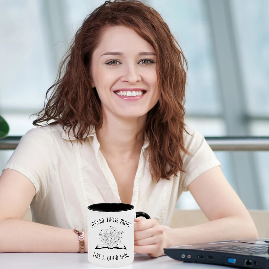 11oz 3D Print Book & Flowers Ceramic Coffee Mugs With Handgrip Festive Party Decors Home Casual Supplies Coffee Tea Milk Cups