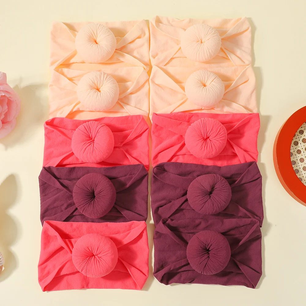 10 Stück zufällige Baby-Stirnbänder, Kreisbögen, geknotet, weiche Seide, Nylon-Kopfbedeckungen für Neugeborene, Kleinkinder, Mädchen, Kinder, Haar-Accessoires