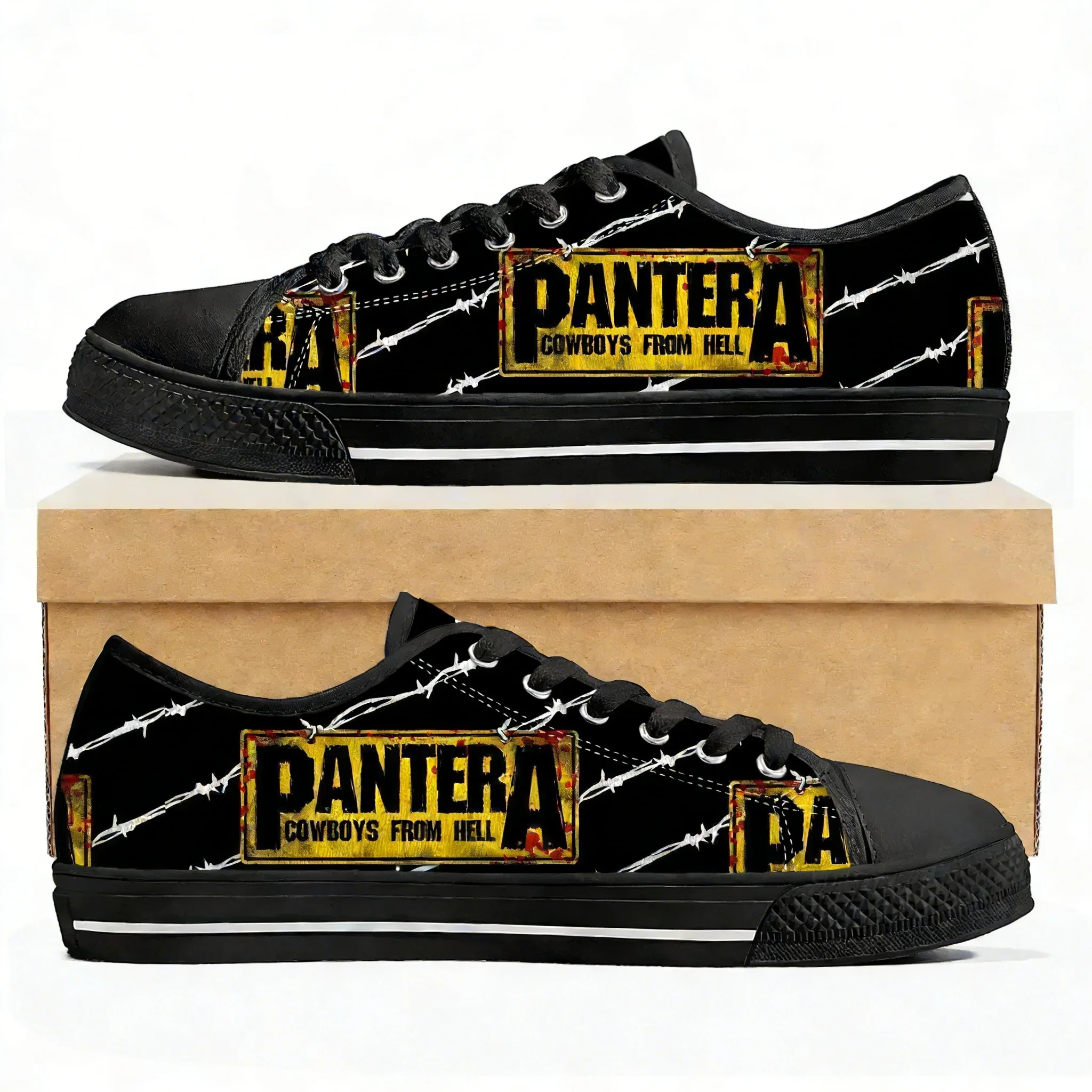 Pantera Metal Band Pop Low Top High Quality Sneakers Mens Women Teenager Canvas Sneaker Casual Couple Shoes Custom Shoes view 3