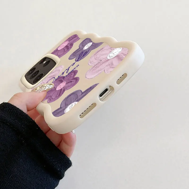 Flower Fashion Phone Case For Samsung Galaxy S21 S22 S23 S24 FE ULTRA 5G  Soft Coque Wavy Edged Shockproof Cover Girl Shell