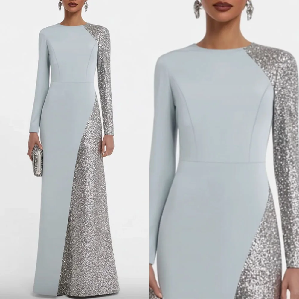 

Высокое качество на заказ с круглым вырезом, без рукавов, длиной до пола, женские платья трапециевидной формы с блестками, Vestidos De Mujer Elegantes Para Fiesta Evening