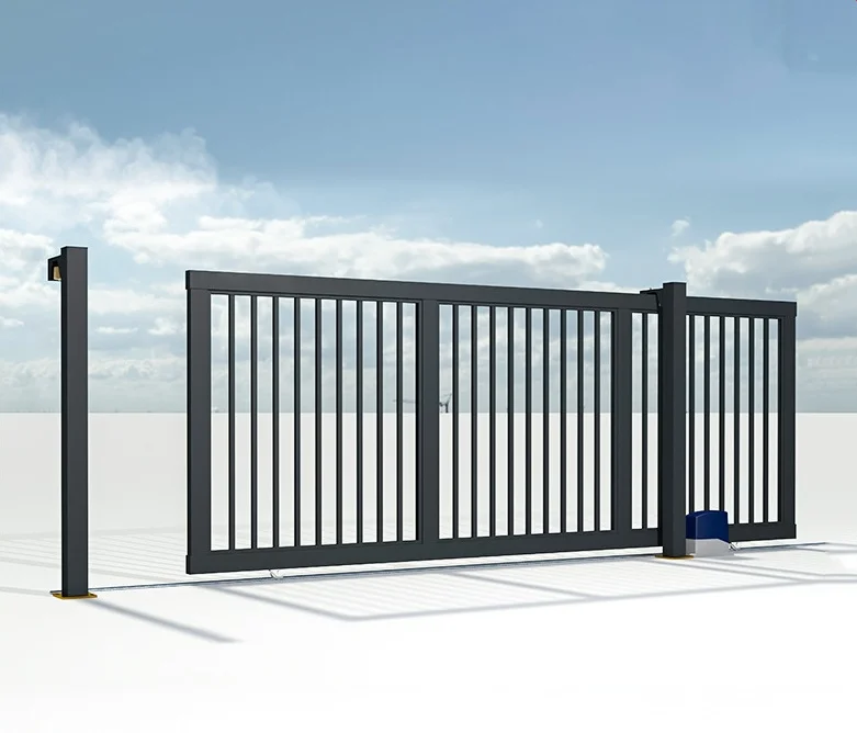 

Современные стальные автоматические раздвижные ворота для улицы: безопасный дизайн для въезда на территорию