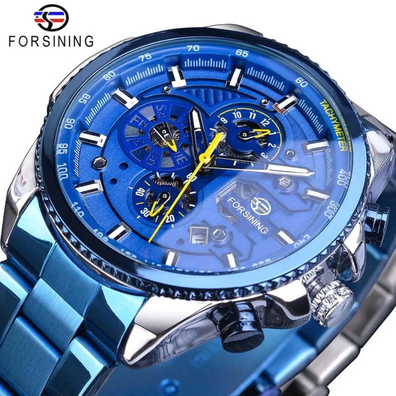 Official brand of free shippingSix-Pin Men's Automatic Mechanical Watch Luminous Pointer Wrist Strap Calendar