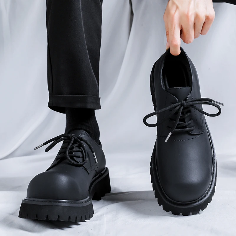الرجال المألوف ديربي أحذية الرجال مريحة المألوف كبير تو سميكة سوليد أحذية من الجلد الأعمال أحذية الحفلات الاجتماعية أحجام 38-46