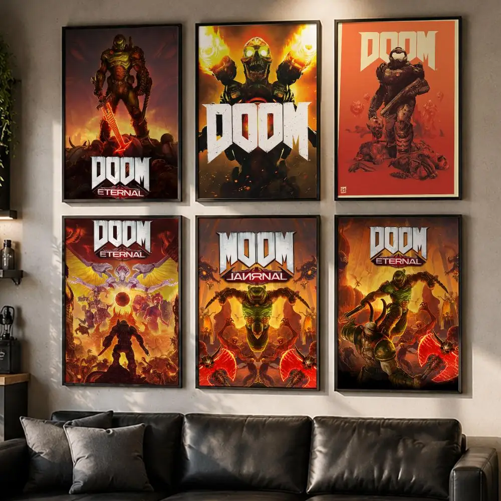 Ultimate Game Doom Eternal Poster No Glue Residue Self-Adhesive Art Poster Wall Decor for Bedroom Living Room