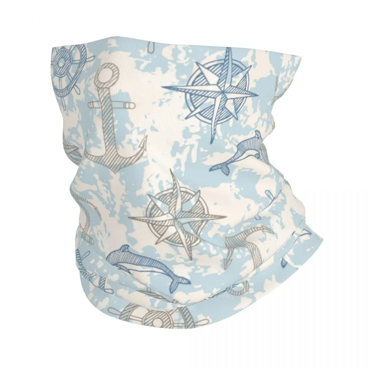 Anchors Dolphins And Compass Thin Wrap Scarf Bandana Neck Gaiter Face Cover Headband