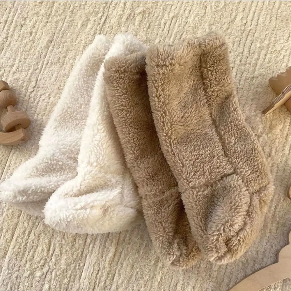 1 Pair Cute Thickened Newborn Baby Socks Anti-slip Solid Color Kids Floor Socks Warm Baby Foot Warmer Infant Winter