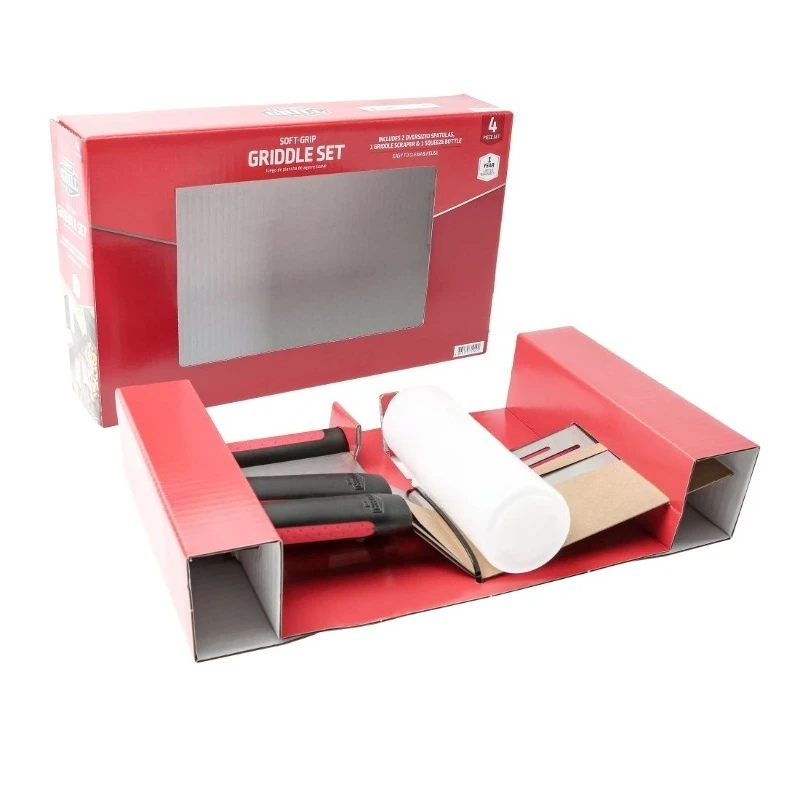 Grill Stainless Steel Barbecue Griddle Tool Set, 4 Pieces,Include Spatula,Scraper,Bottle