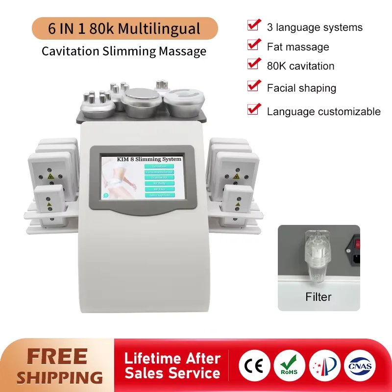 Аппарат для похудения и коррекции фигуры Kim 8 80K Cavitation Vacuum RF 6 в 1 с липолазером, лифтингом лица, удалением морщин и коррекцией фигуры