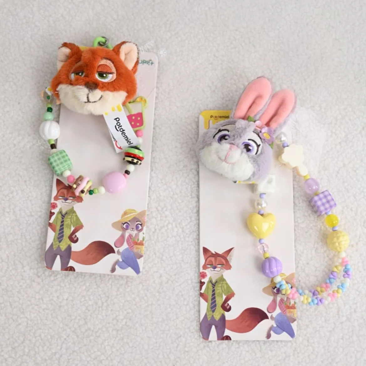 Meilleure vente nouveau produit Disney Stitch's petit ours fraise doré mignon Judy Nick peluche Bracelet porte-clés